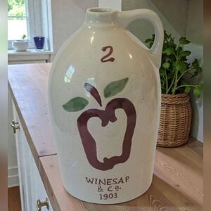 Vintage Winesap & Co. 1903 Apple Pottery Stoneware Jug With Handle